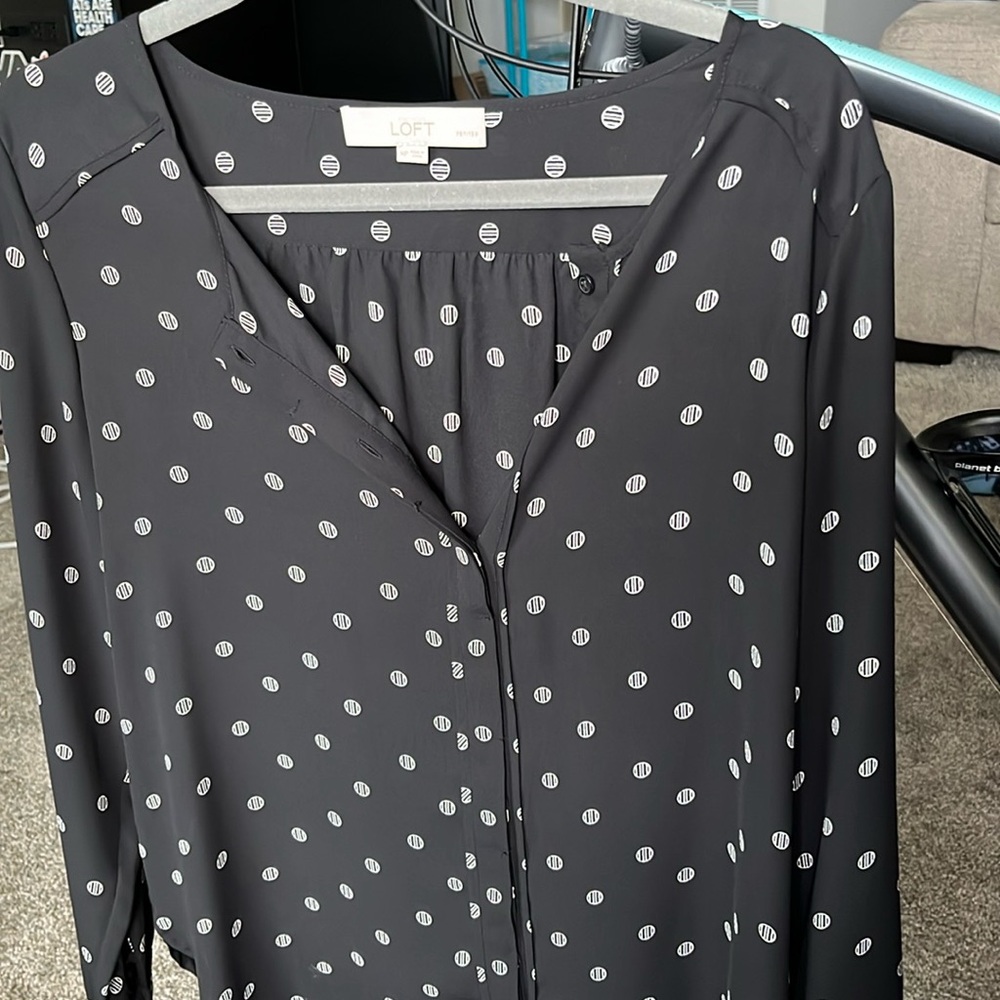 LOFT black long sleeve blouse